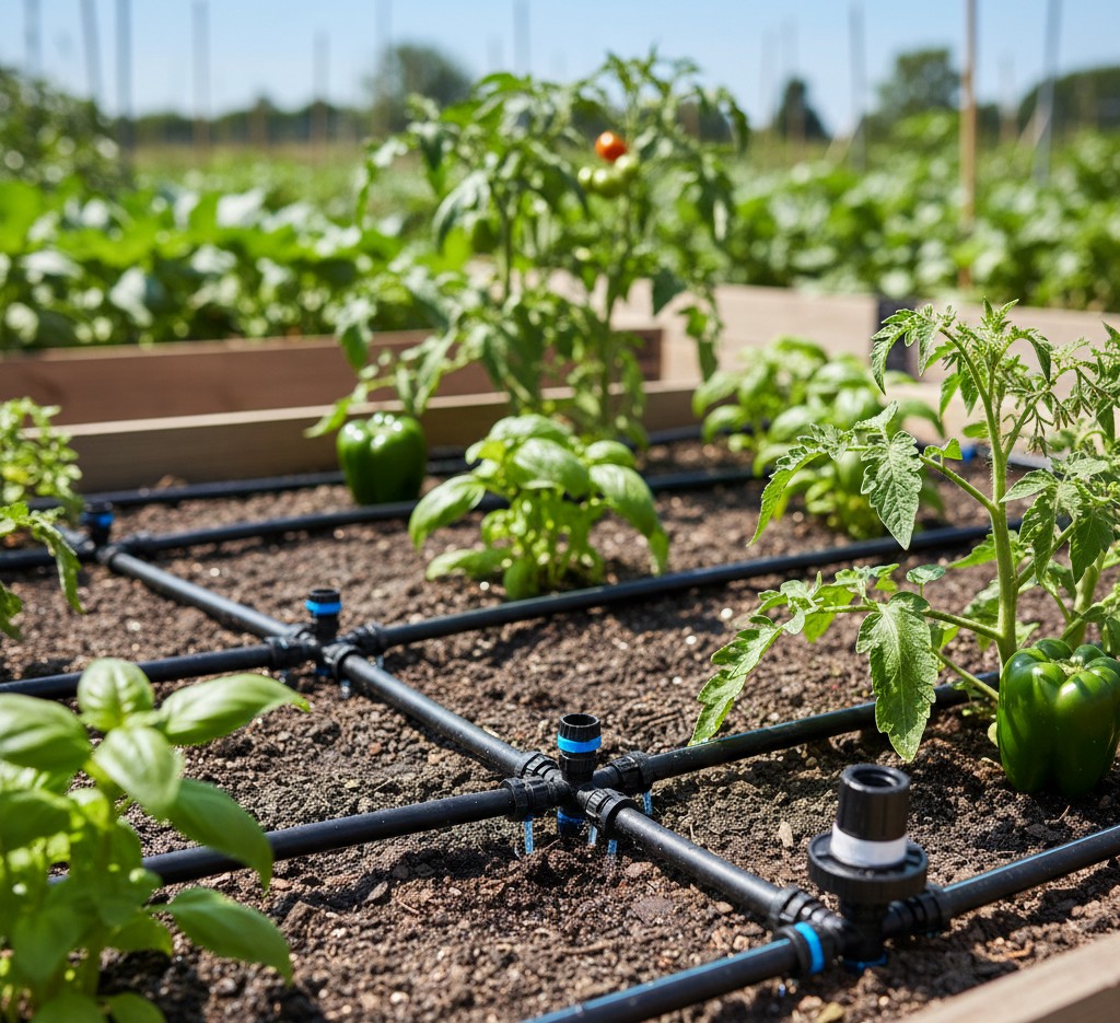 Drip irrigation system for gardens
