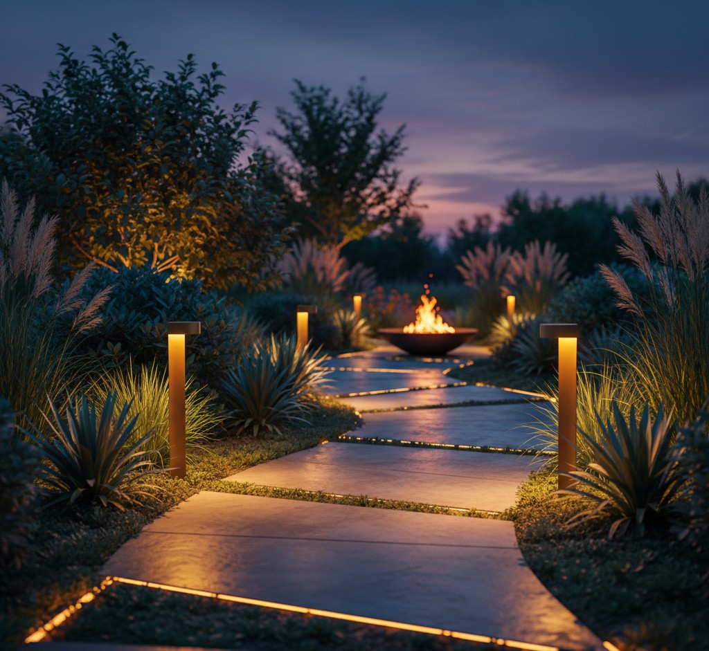 LED garden lighting installation